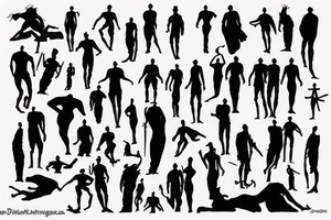men silhouette with a representation of duality tattoo idea