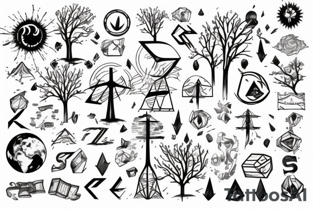 Earth core, energy, tree tattoo idea