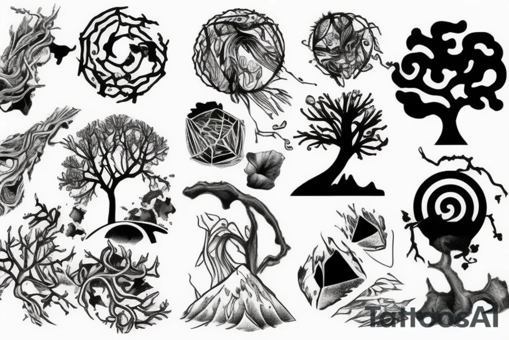 Earth core, energy, tree tattoo idea