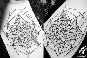 Rosehip polygonal tattoo idea