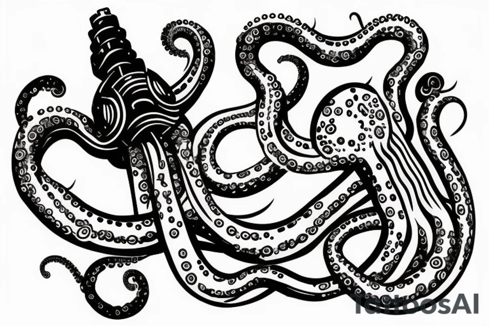 Mechanical tentacles tattoo idea