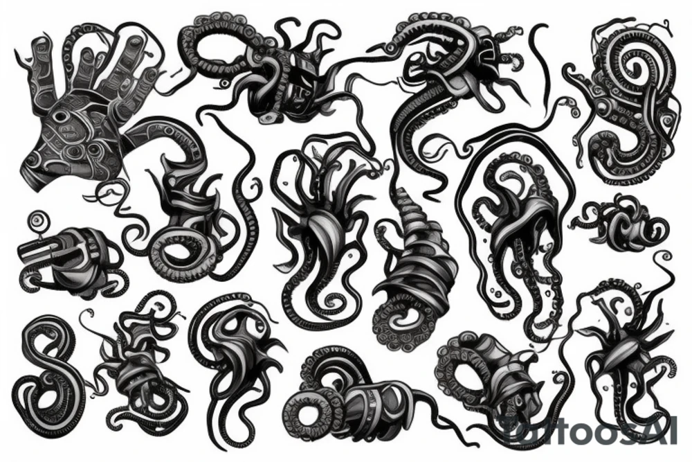 Mechanical tentacles for hands tattoo idea