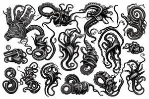 Mechanical tentacles for hands tattoo idea