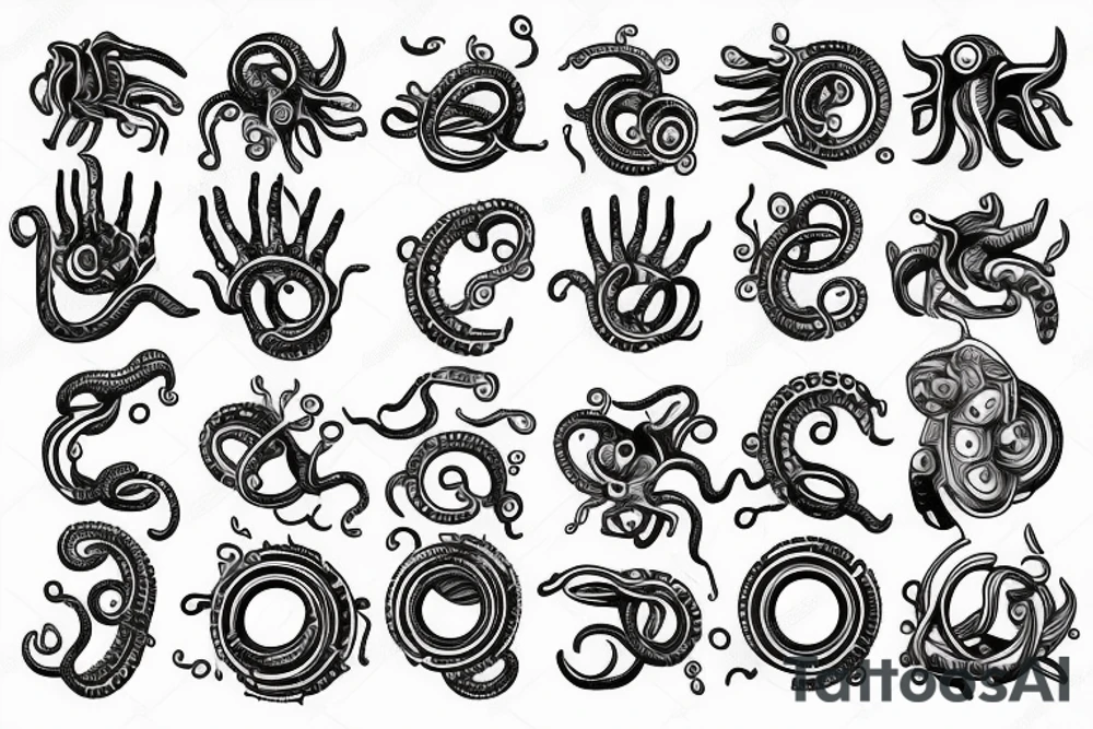Mechanical tentacles for hands tattoo idea