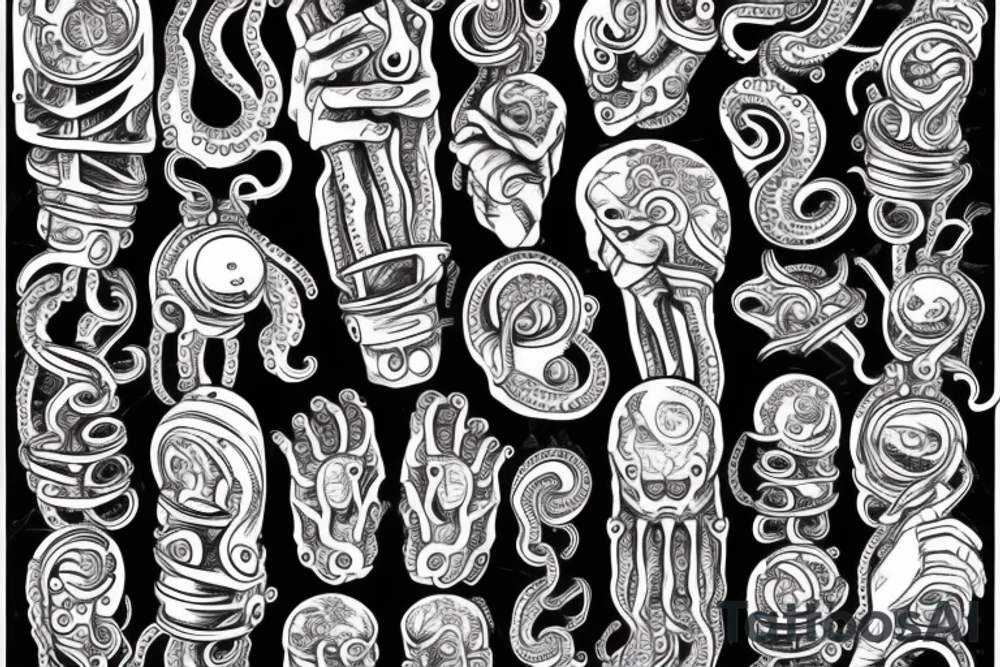 Mechanical tentacles for hands tattoo idea
