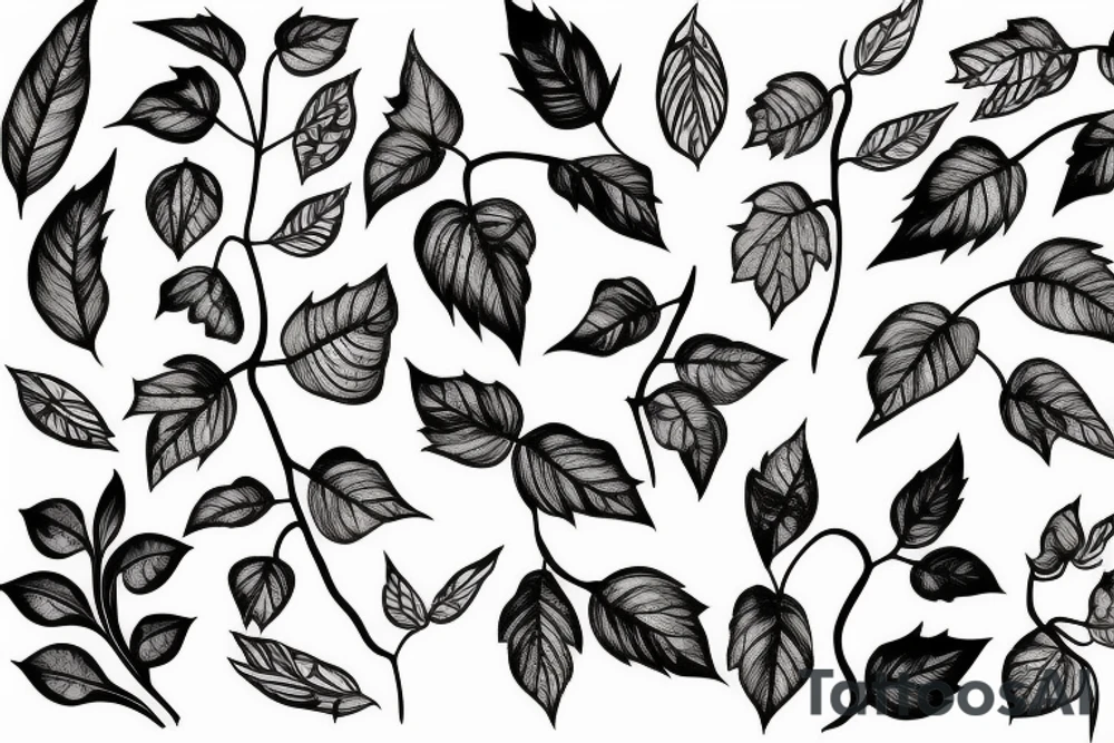 vines and leaves stretching out tattoo idea