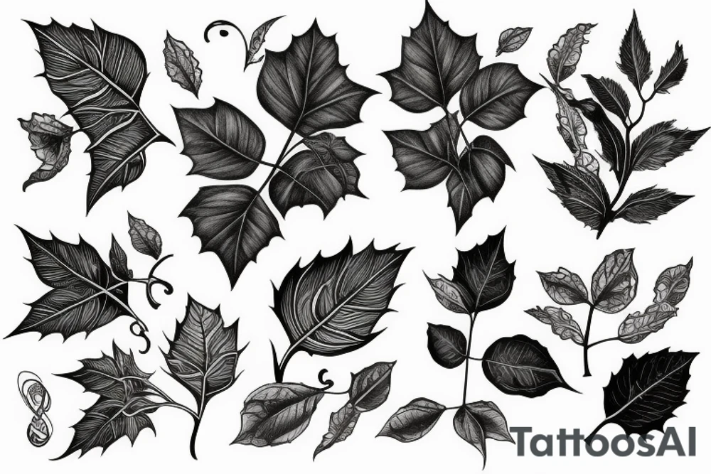 vines and leaves stretching out tattoo idea
