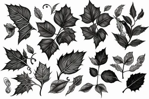vines and leaves stretching out tattoo idea