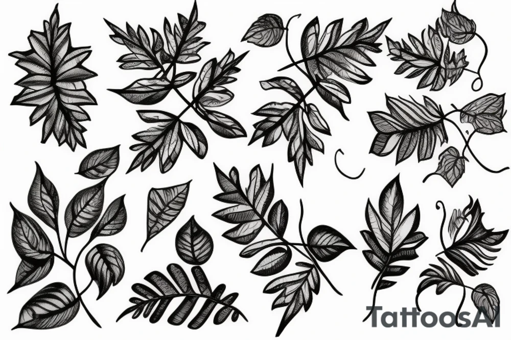 vines and leaves stretching out tattoo idea