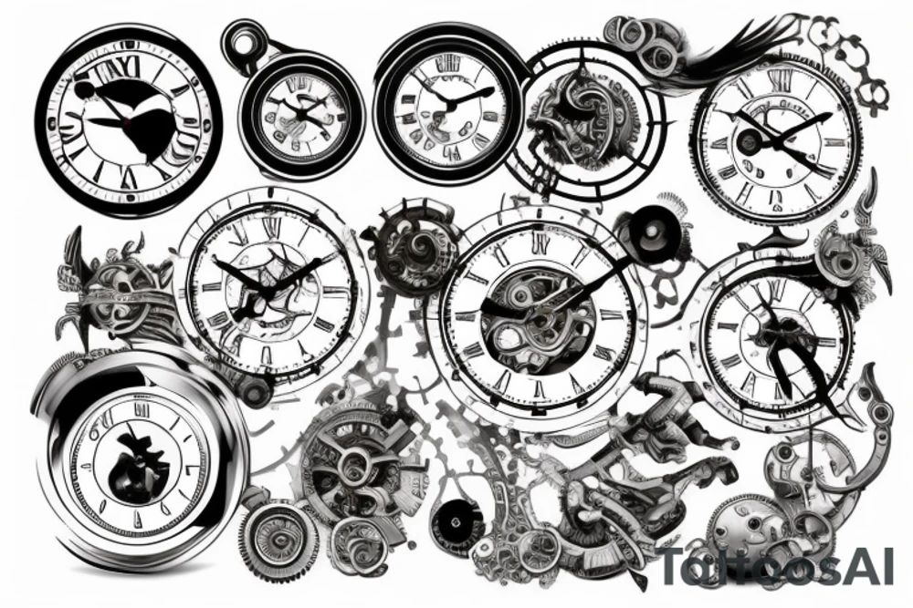 mechanical clock tattoo idea