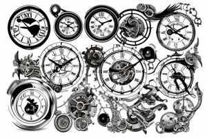 mechanical clock tattoo idea