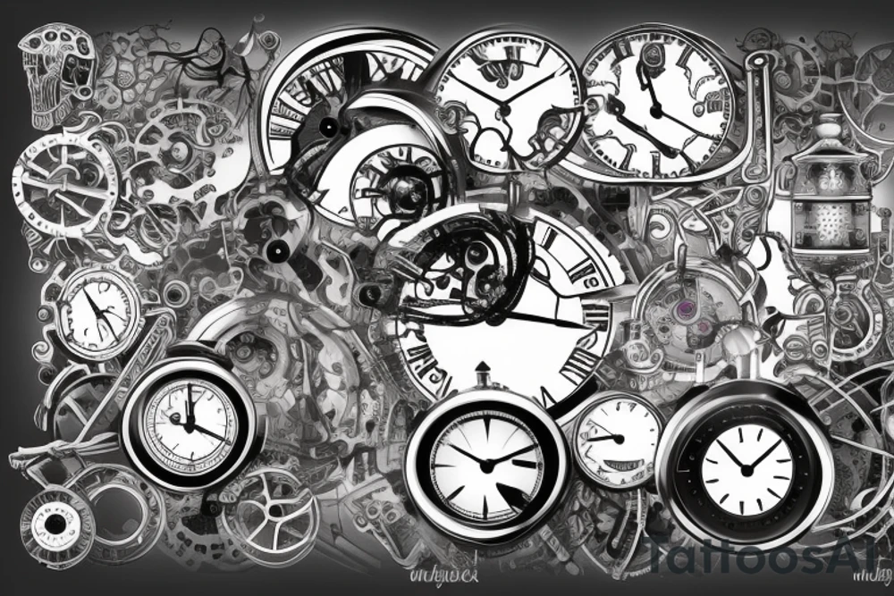 mechanical clock tattoo idea