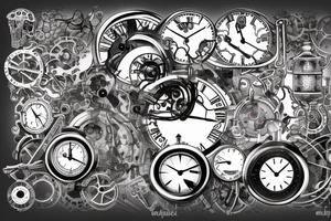 mechanical clock tattoo idea