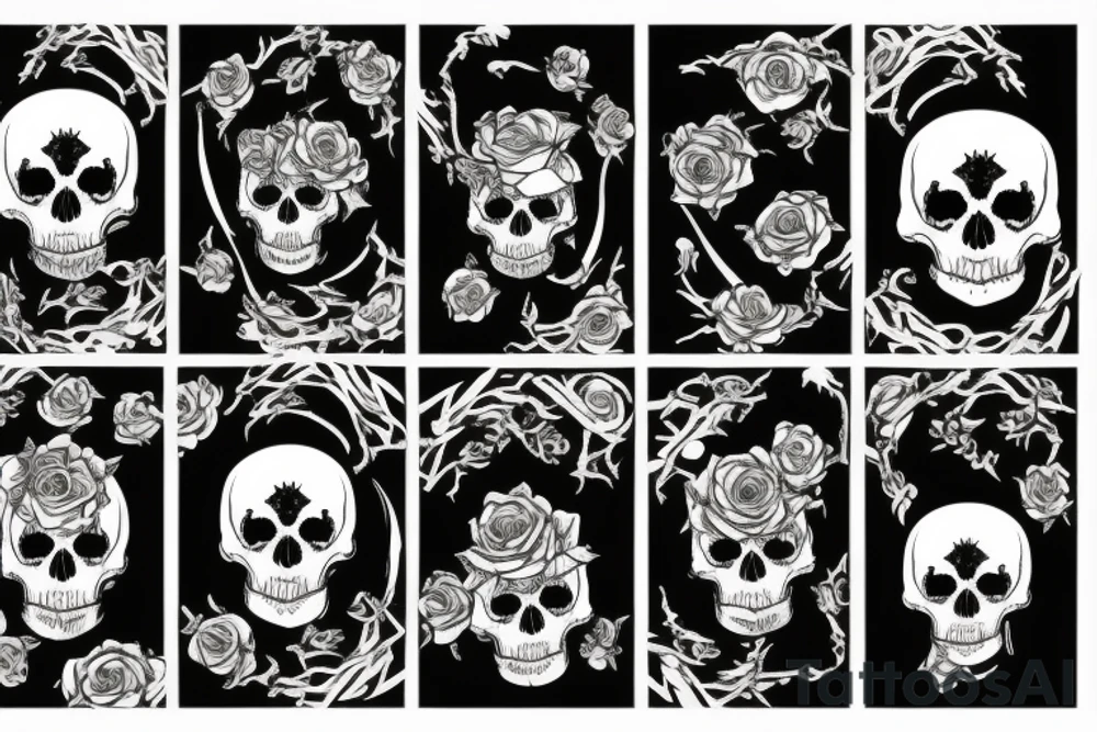 Roses and thorns and skulls in space tattoo idea Roses and thorns and skulls in space tattoo idea