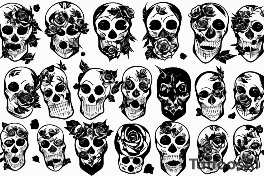 Roses and thorns and skulls in space tattoo idea