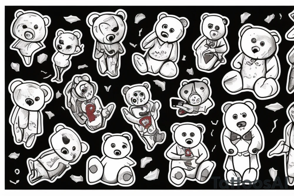 In a bottel, teddy bear, ghost, scary tattoo idea