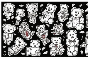 In a bottel, teddy bear, ghost, scary tattoo idea
