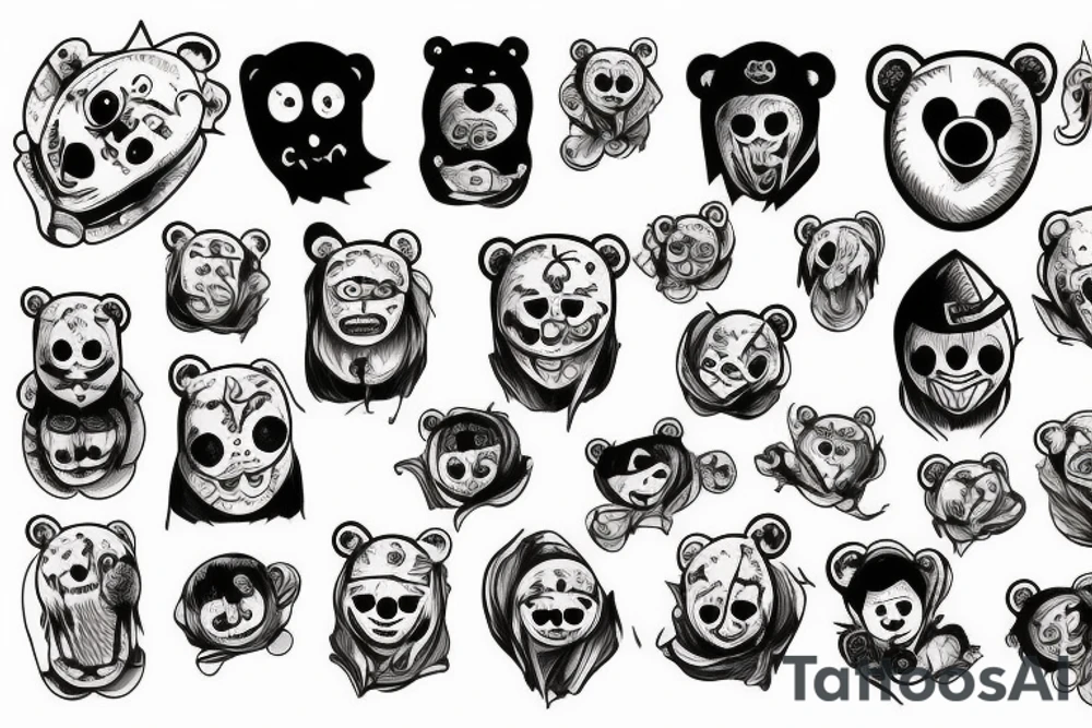 In a bottel, teddy bear, ghost, scary tattoo idea