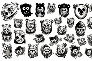 In a bottel, teddy bear, ghost, scary tattoo idea