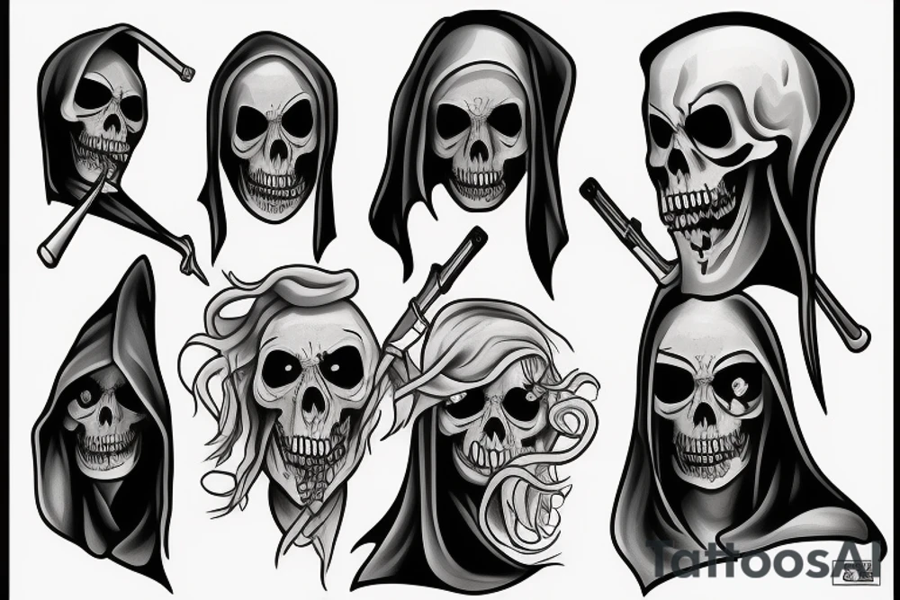 Crying grim reaper tattoo idea