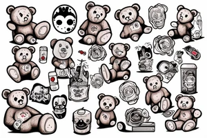 Inside a bottel, teddy bear, scary tattoo idea