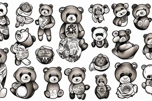 Inside a bottel, teddy bear, scary tattoo idea