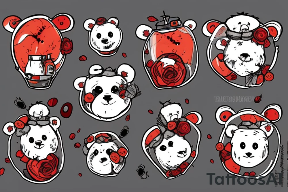 Teddybear Inside a bottel, scary, blood tattoo idea
