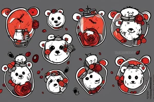 Teddybear Inside a bottel, scary, blood tattoo idea