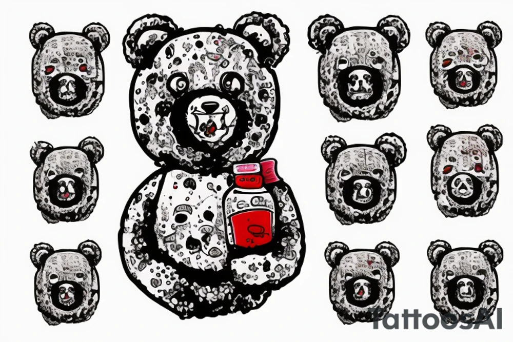 Teddybear Inside a bottel, scary, blood tattoo idea