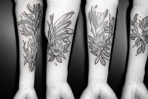 Fish and flowers cute tattoo idea