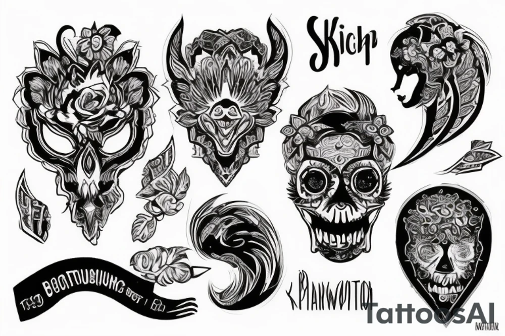 Японский красный цветок с мотыльками tattoo idea