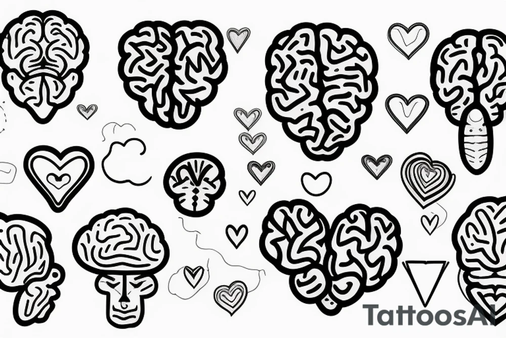 a brain and a heart tattoo that symbolizes mind over matter tattoo idea