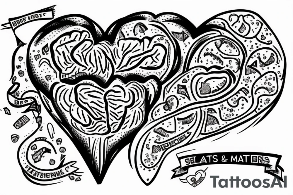 a brain and a heart tattoo that symbolizes mind over matter tattoo idea