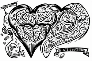 a brain and a heart tattoo that symbolizes mind over matter tattoo idea