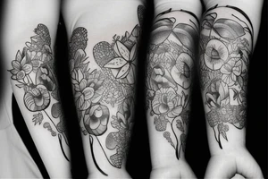 Fish and flowers cute tattoo idea
