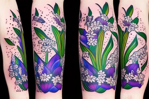 Mount Si with Lilly of the valley flowers and aster flowerd tattoo idea