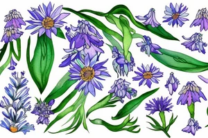 Mount Si with Lilly of the valley flowers and aster flowerd tattoo idea