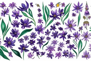Cosmos, Lilly of the valley, and aster flowers tattoo idea