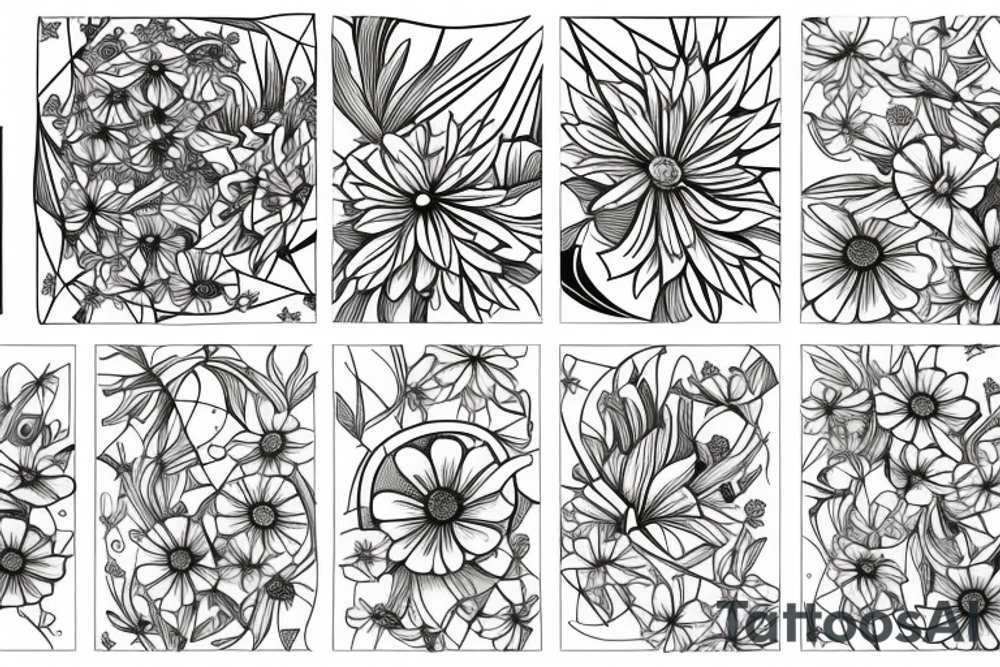 Cosmos, Lilly of the valley, and aster flowers tattoo idea