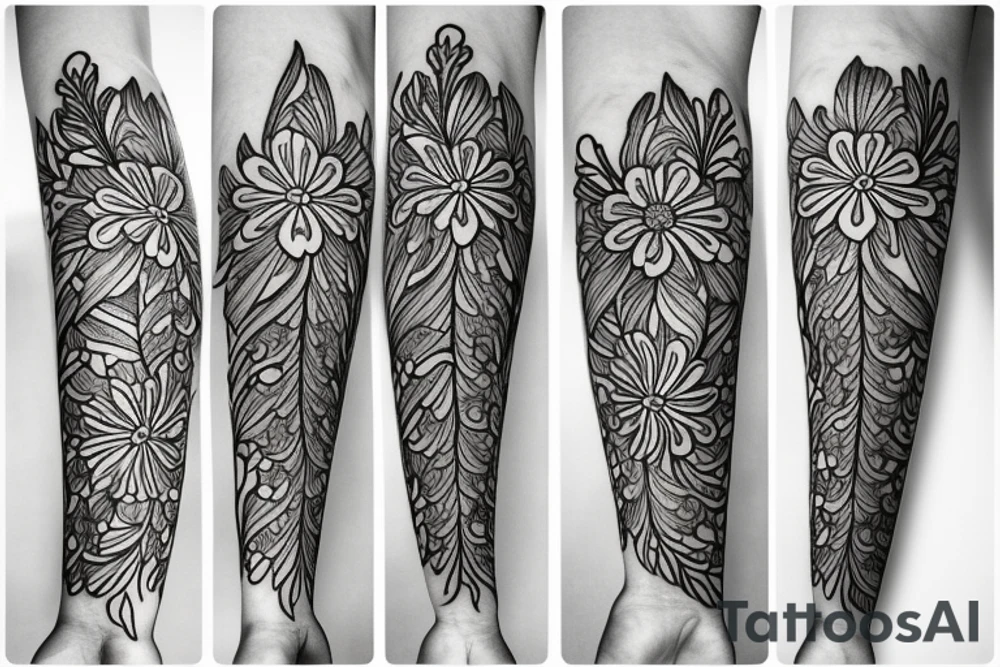 Cosmos, Lilly of the valley, and aster flowers tattoo idea