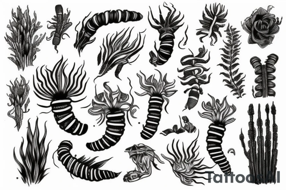 plants and centipede tattoo idea