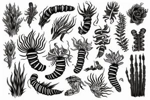 plants and centipede tattoo idea