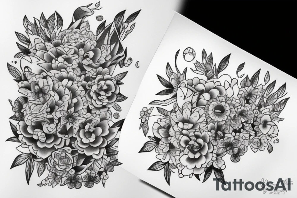 Fish flower kawaii tattoo idea