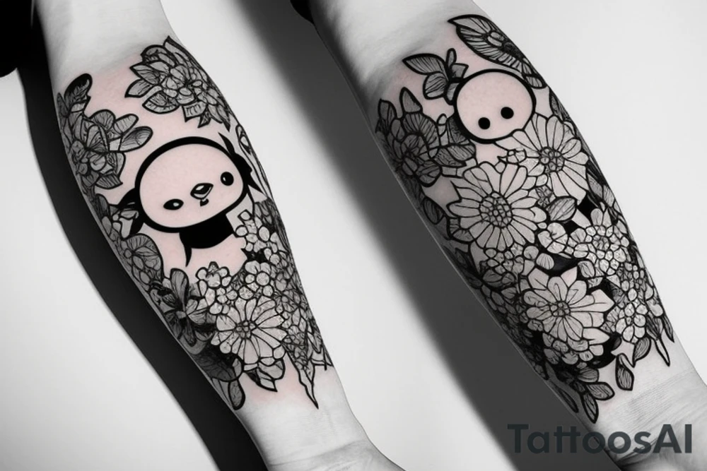Fish flower kawaii tattoo idea
