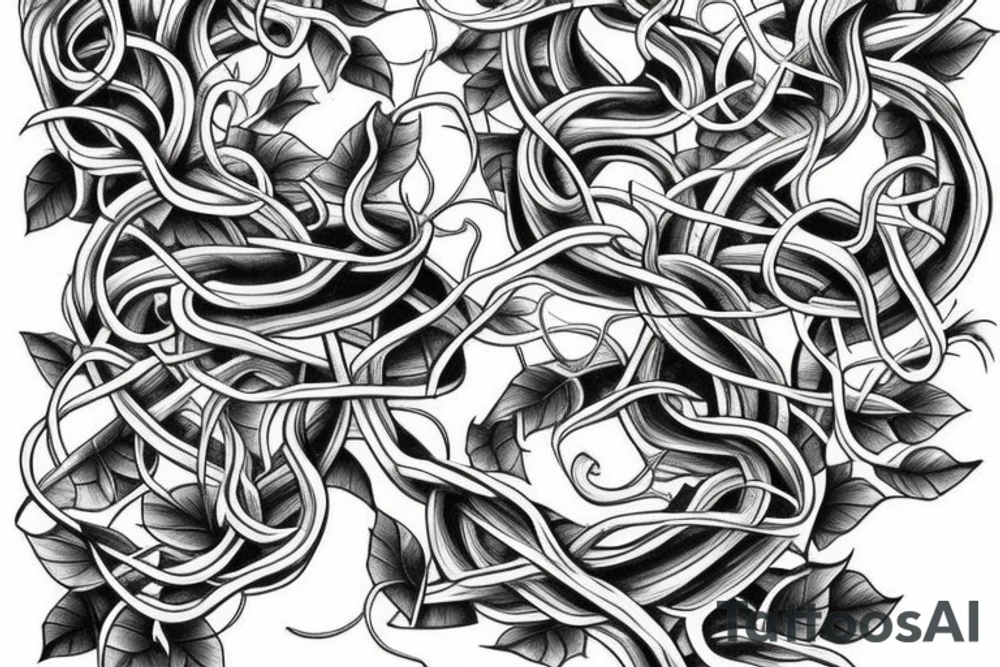 weaving vines on a book tattoo idea