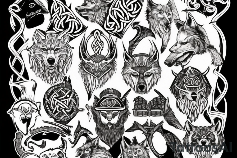 Wolf, Scandinavian, vikings, Odin tattoo idea