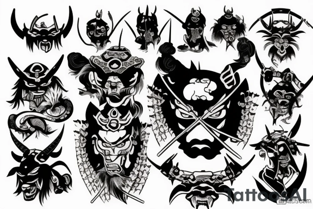 Demon japanese samurai tattoo idea