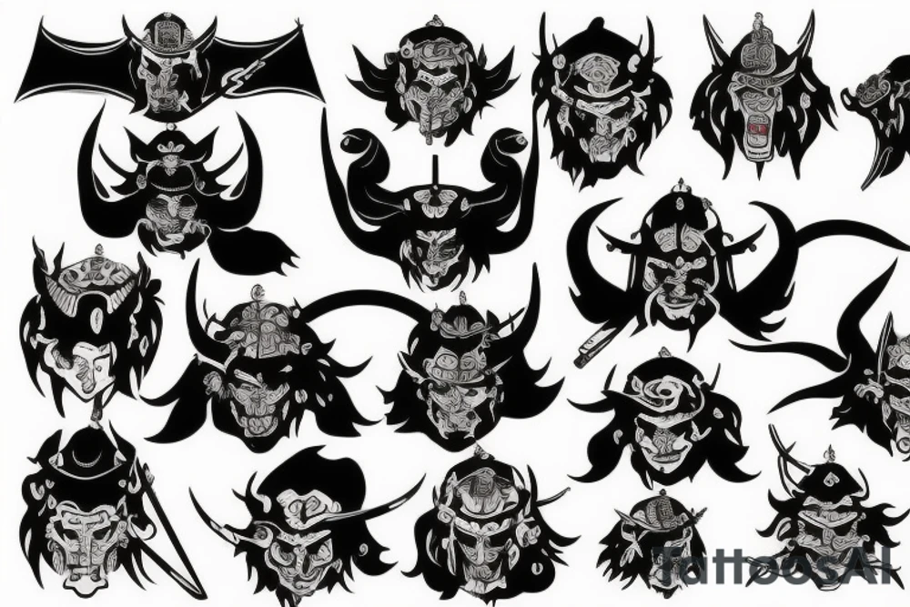 Demon japanese samurai tattoo idea