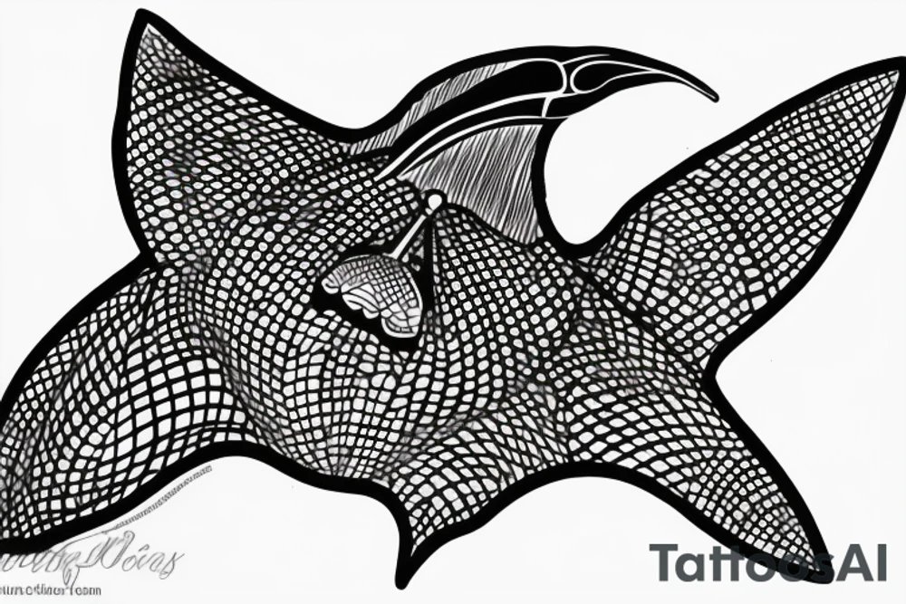 A manta ray with a cross inside tattoo idea