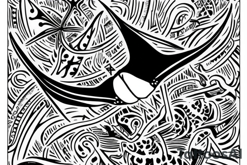 A manta ray with a cross inside tattoo idea